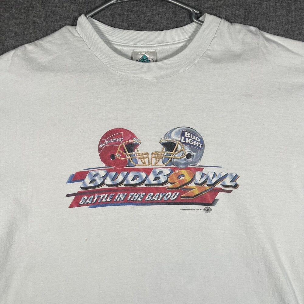 Vintage Tour Champ Shirt Mens XL White Bud Bowl Budweiser Football Promo Tee